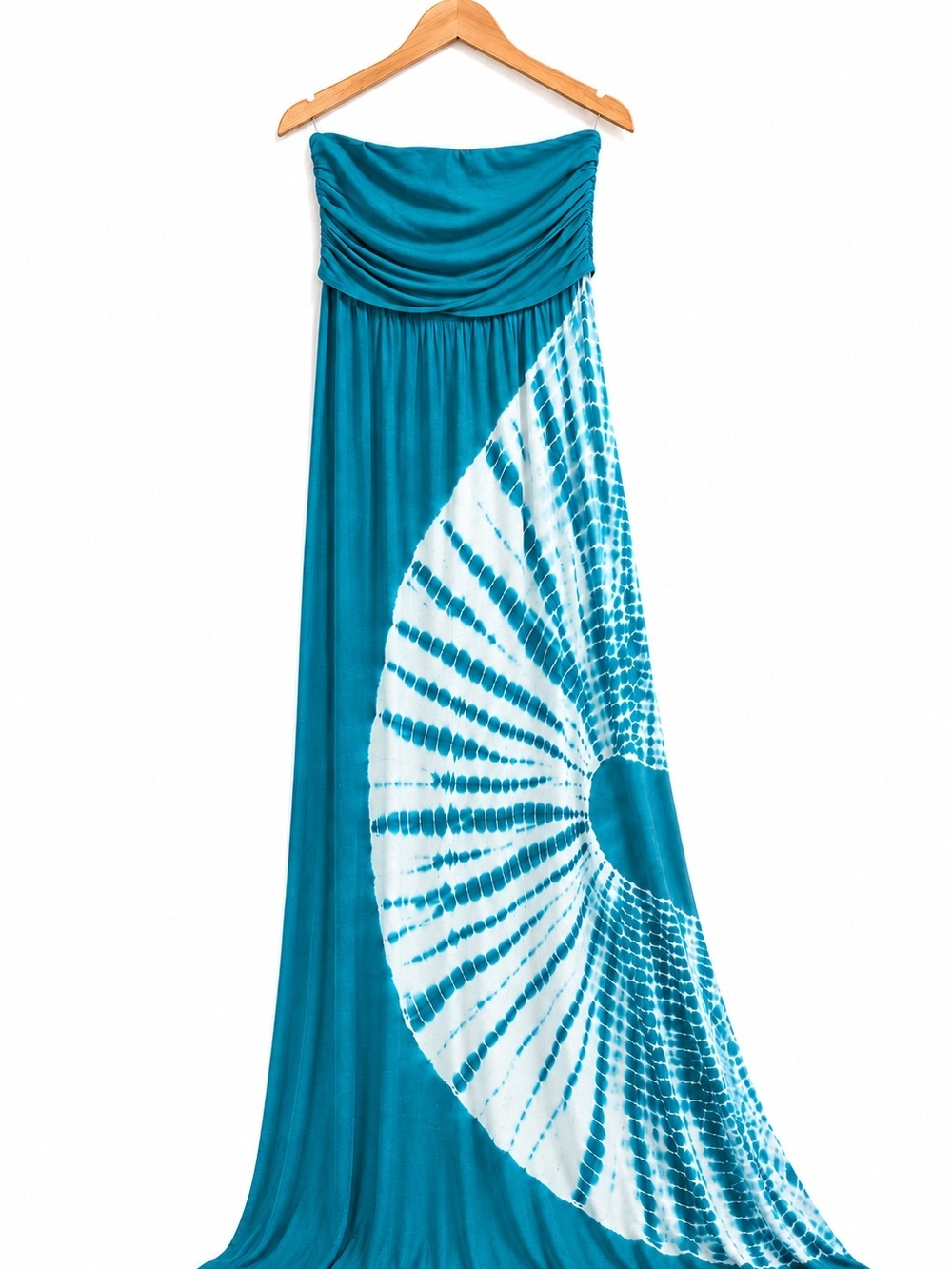 Silvergate Teal & White Tie Dye Strapless Maxi Dress Women’s Small Resortwear